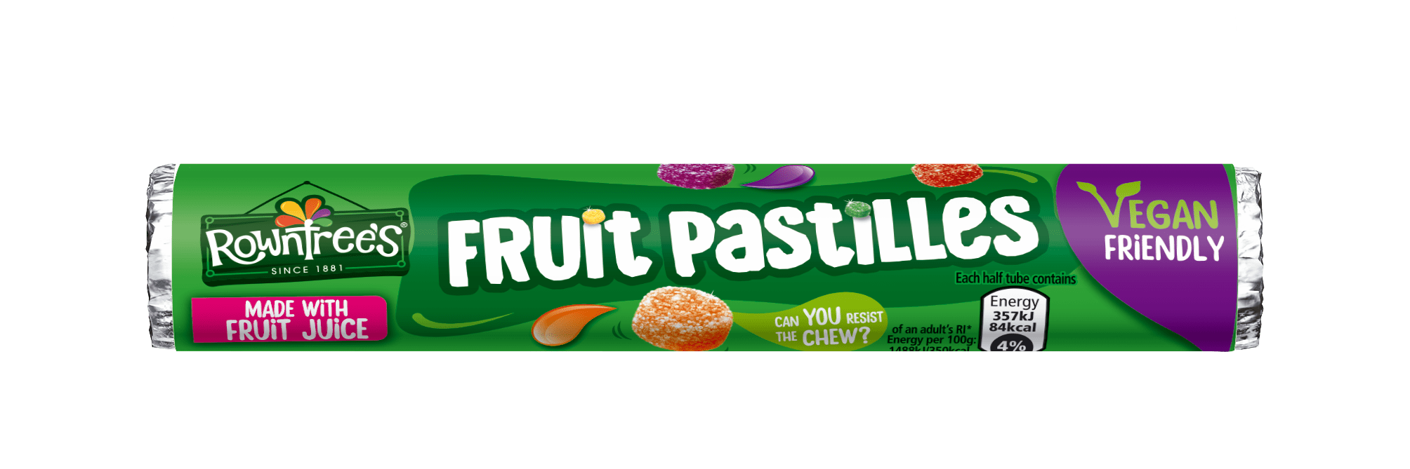 Rowntree's® Fruit Pastilles Vegan Friendly Sweets Tube 48g